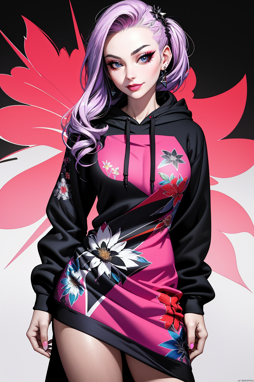 02022-1083283790-((Masterpiece, best quality,edgQuality)),smirk,smug,_((hoodie)),edgTM, a woman in a floral dress,wearing edgTM_style fashion, ec.png